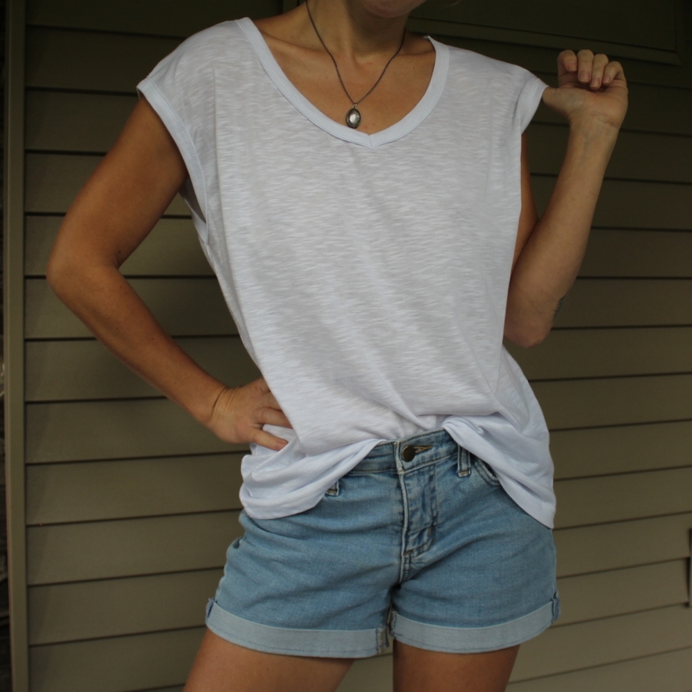 All White Sleeveless Top
